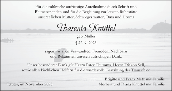 Anzeige von Theresia Knüttel von MGO