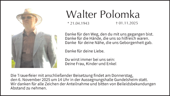 Anzeige von Walter Polomka von MGO