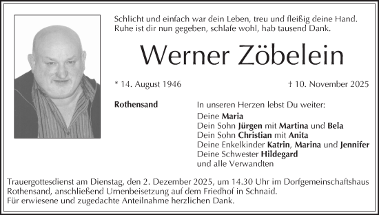 Anzeige von Werner Zöbelein von MGO