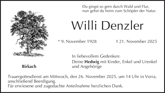 Anzeige von Willi Denzler von MGO