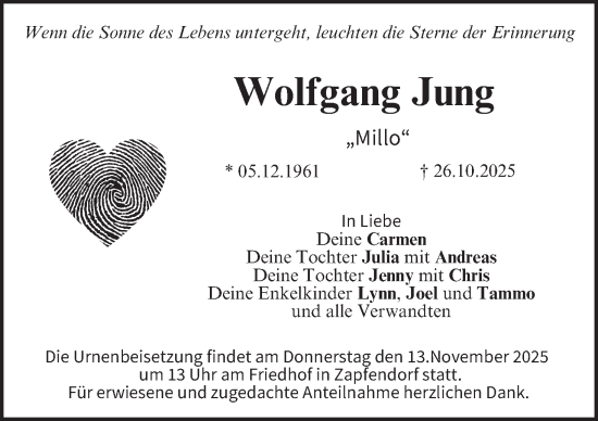 Anzeige von Wolfgang Jung von MGO