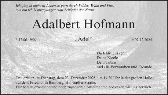 Anzeige von Adalbert Hofmann von MGO