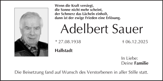 Anzeige von Adelbert Sauer von MGO