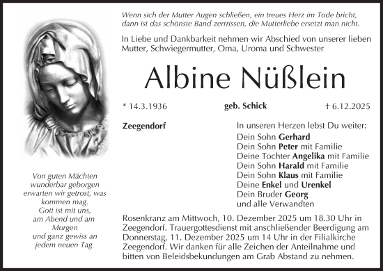 Anzeige von Albine Nüßlein von MGO