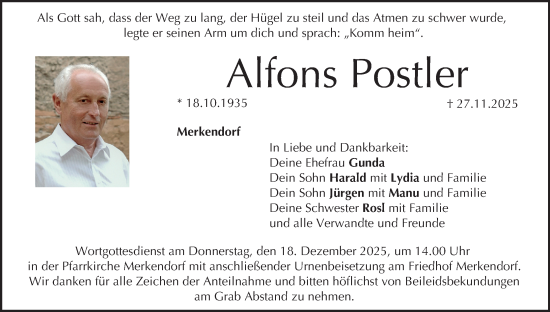 Anzeige von Alfons Postler von MGO