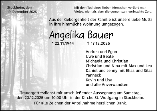 Anzeige von Angelika Bauer von MGO