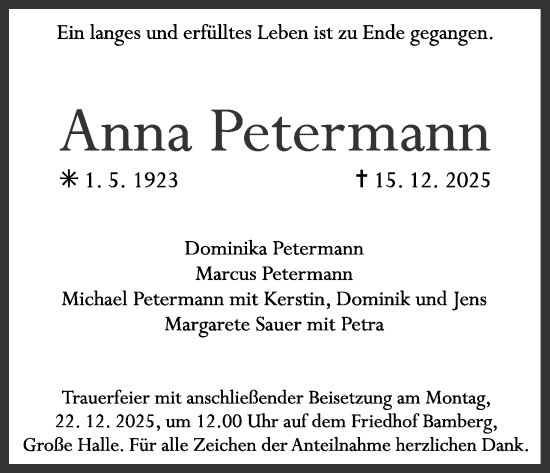 Anzeige von Anna Petermann von MGO