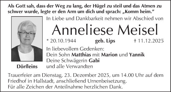 Anzeige von Anneliese Meisel von MGO
