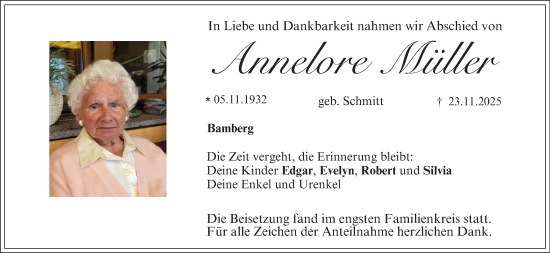 Anzeige von Annelore Müller von MGO