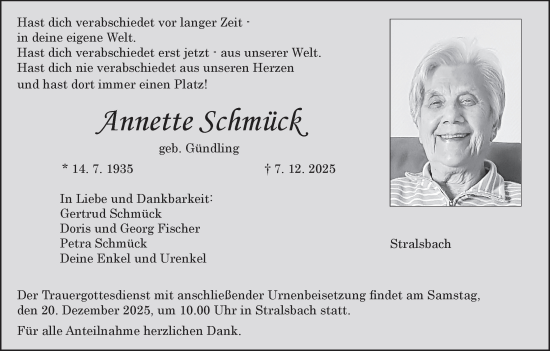Anzeige von Annette Schmück von MGO