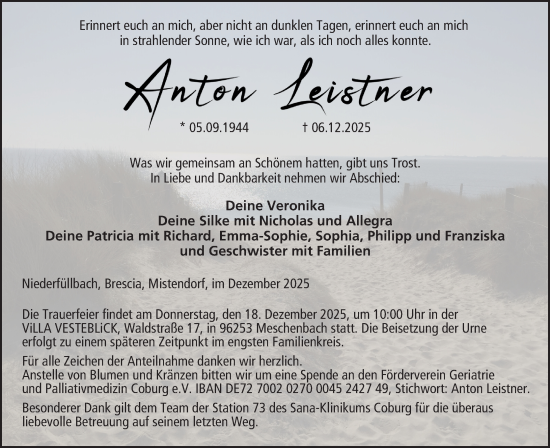 Anzeige von Anton Leistner von MGO