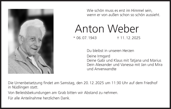 Anzeige von Anton Weber von MGO