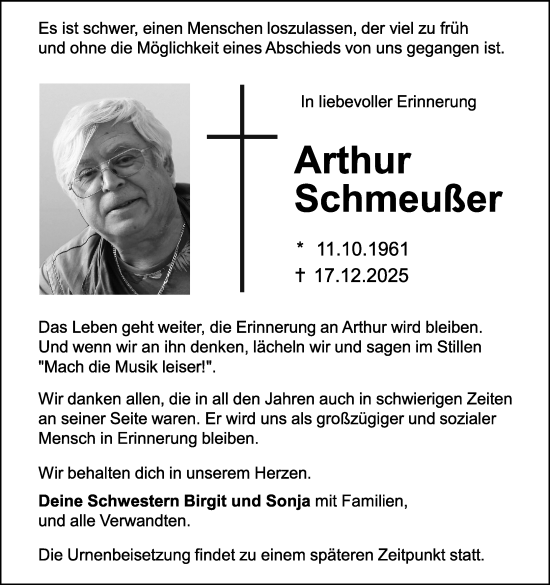 Anzeige von Arthur Schmeußer von MGO
