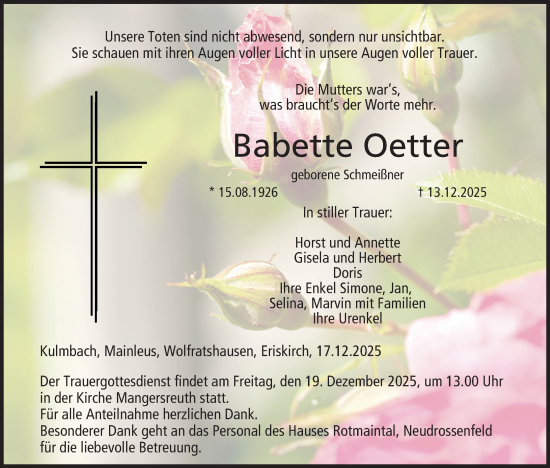 Anzeige von Babette Oetter von MGO