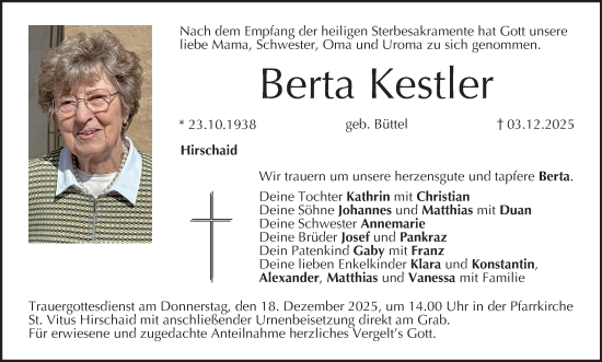 Anzeige von Berta Kestler von MGO