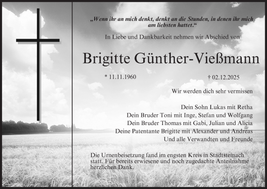 Anzeige von Brigitte Günther-Vießmann von MGO
