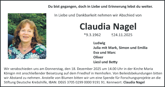 Anzeige von Claudia Nagel von MGO