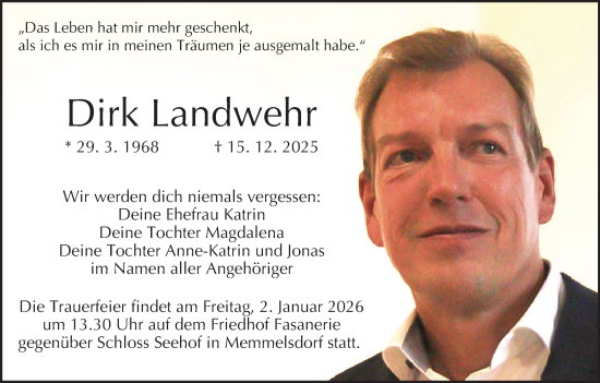 Anzeige von Dirk Landwehr von MGO