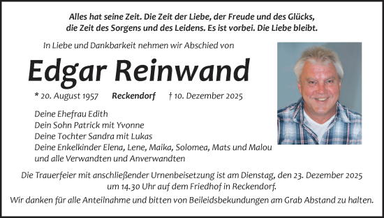 Anzeige von Edgar Reinwand von MGO
