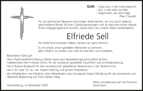Anzeige von Elfriede Sell von MGO