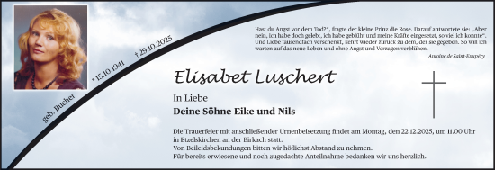 Anzeige von Elisabet Luschert von MGO