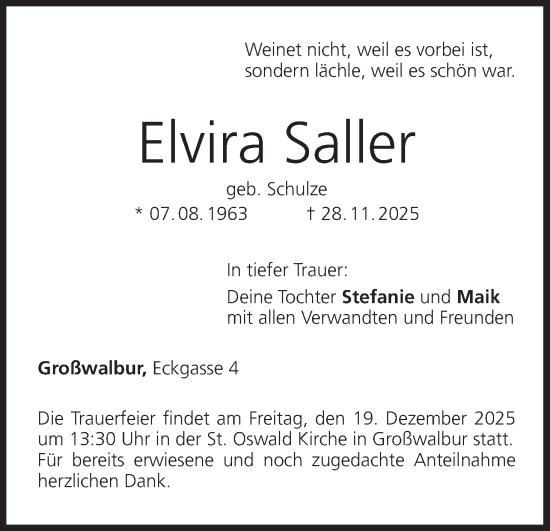 Anzeige von Elvira Saller von MGO