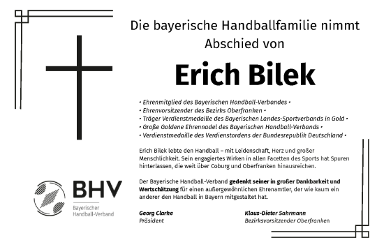 Anzeige von Erich Bilek von MGO