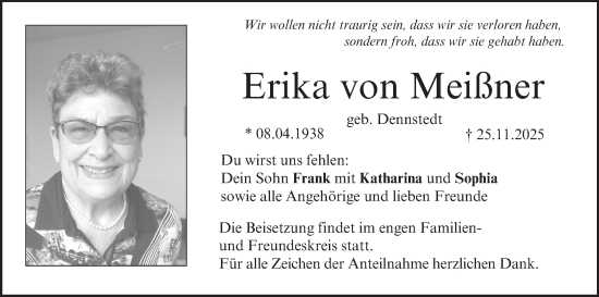 Anzeige von Erika von Meißner von MGO