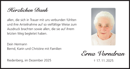 Anzeige von Erna Vorndran von MGO