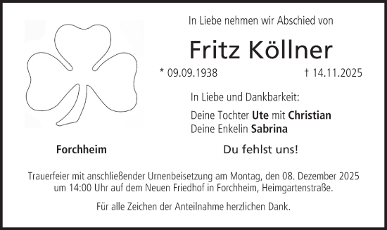 Anzeige von Fritz Köllner von MGO