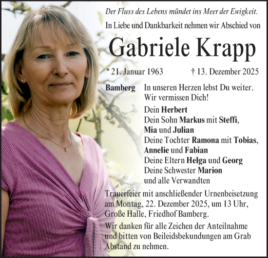 Anzeige von Gabriele Krapp von MGO