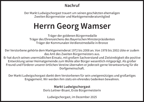 Anzeige von Georg Wamser von MGO
