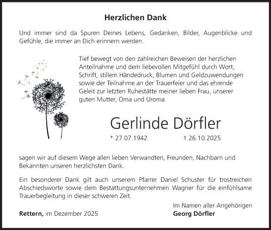 Anzeige von Gerlinde Dörfler von MGO