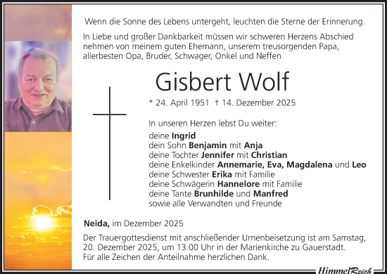 Anzeige von Gisbert Wolf von MGO