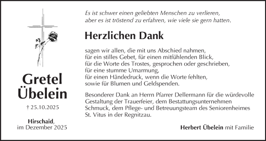 Anzeige von Gretel Übelein von MGO