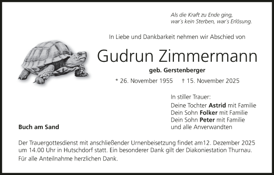 Anzeige von Gudrun Zimmermann von MGO