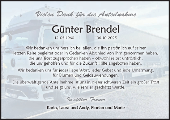 Anzeige von Günter Brendel von MGO