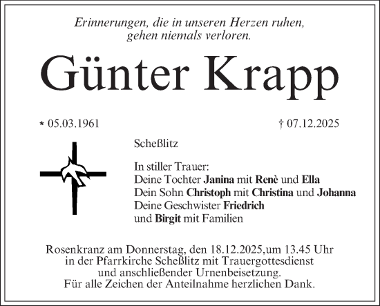 Anzeige von Günter Krapp von MGO