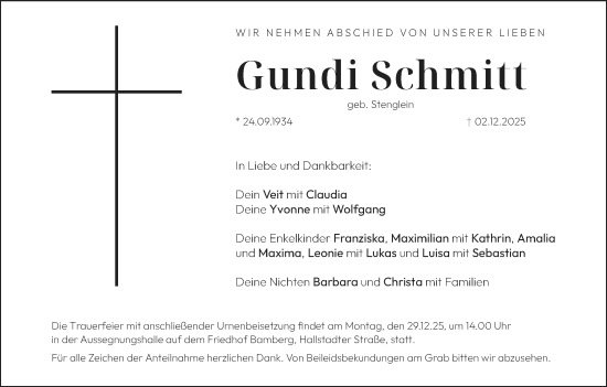 Anzeige von Gundi Schmitt von MGO