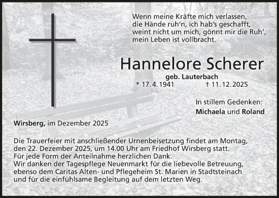 Anzeige von Hannelore Scherer von MGO