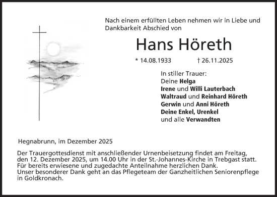 Anzeige von Hans Höreth von MGO