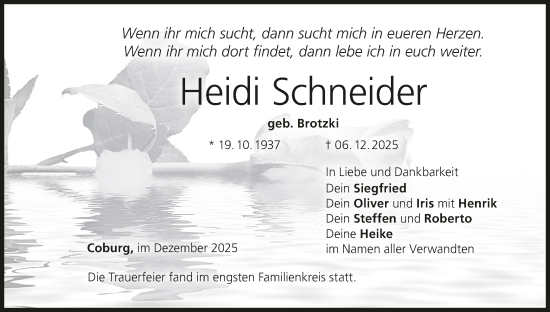 Anzeige von Heidi Schneider von MGO