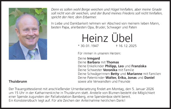 Anzeige von Heinz Übel von MGO