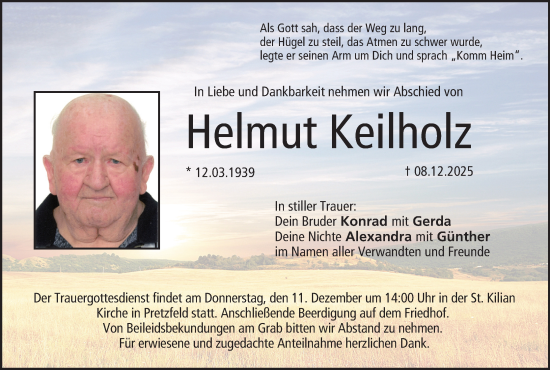 Anzeige von Helmut Keilholz von MGO