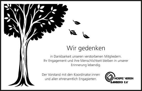 Anzeige von Hospizverein Bamberg E.V.  von MGO