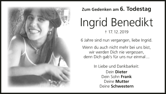 Anzeige von Ingrid Benedikt von MGO