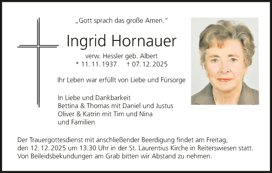 Anzeige von Ingrid Hornauer von MGO