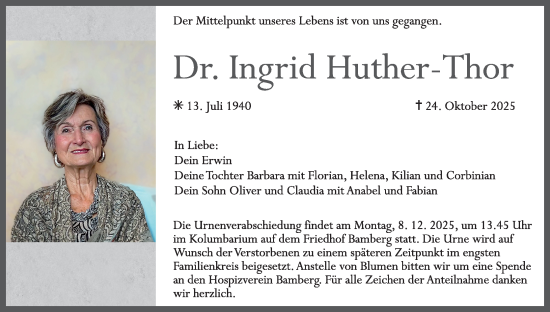Anzeige von Ingrid Huther-Thor von MGO