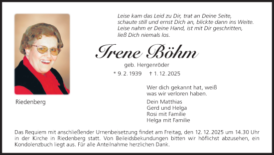 Anzeige von Irene Böhm von MGO