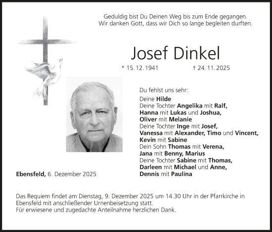 Anzeige von Josef Dinkel von MGO